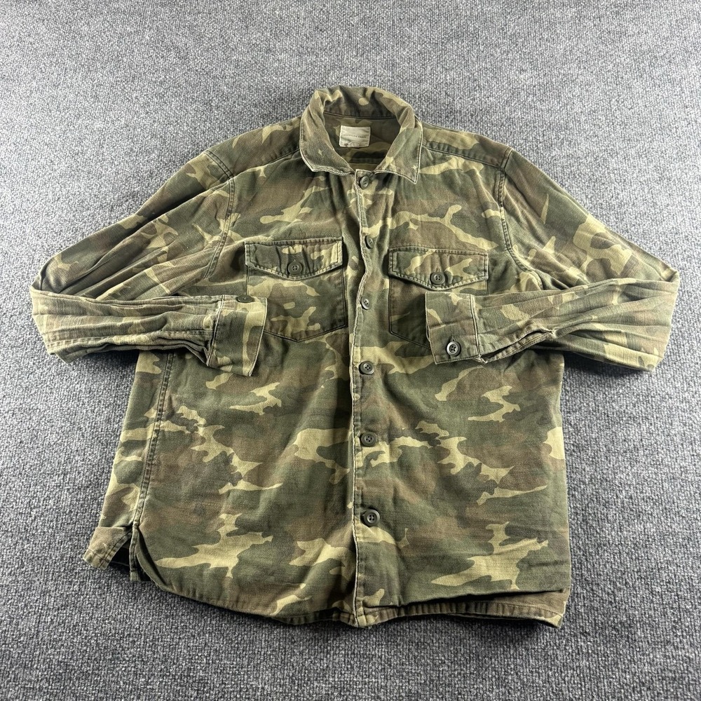 American Eagle Outfitters Shirt‎ Mens L Green Camo Twill Long Sleeve Button Up